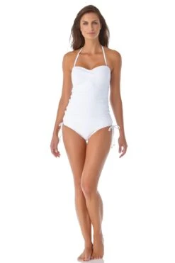 Women's Live In Color Twist Front Bandeaukini Swim Top(Anne Cole Twist Front Bandeaukini Swim Top 1) -Anne Cole Store 21MT25001 21MB30001 WHT 2745 ccexpress