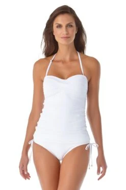 Women's Live In Color Twist Front Bandeaukini Swim Top(Anne Cole Twist Front Bandeaukini Swim Top 1) -Anne Cole Store 21MT25001 21MB30001 WHT 2745 ccexpresscopy