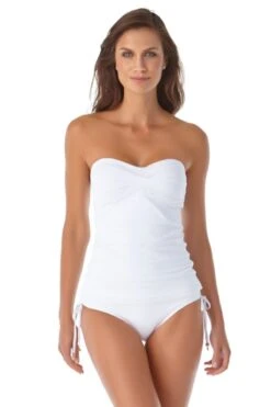 Women's Live In Color Twist Front Bandeaukini Swim Top(Anne Cole Twist Front Bandeaukini Swim Top 1) -Anne Cole Store 21MT25001 21MB30001 WHT 2749 ccexpress ccexpress