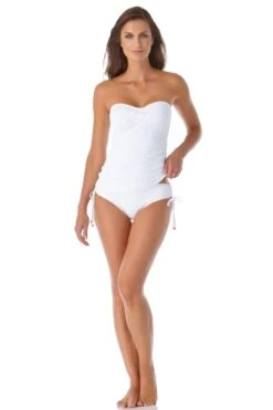 Women's Live In Color Twist Front Bandeaukini Swim Top(Anne Cole Twist Front Bandeaukini Swim Top 1) -Anne Cole Store 21MT25001 21MB30001 WHT 2755 ccexpress