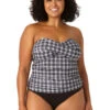 Anne Cole Plus - Women's Twist Front Bandeaukini Swim Top(Anne Cole Plus Womens Twist Front Bandeaukini Swim Top) -Anne Cole Store 23PT25083 BKWH MYMB36001 BLK 2162 FRONT