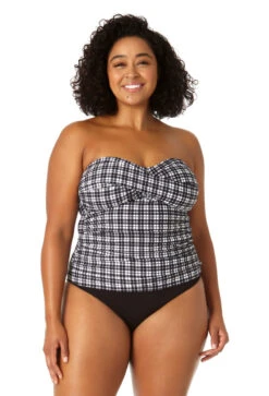 Anne Cole Plus - Women's Twist Front Bandeaukini Swim Top(Anne Cole Plus Womens Twist Front Bandeaukini Swim Top)