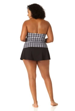 Anne Cole Plus - Women's Twist Front Bandeaukini Swim Top(Anne Cole Plus Womens Twist Front Bandeaukini Swim Top) -Anne Cole Store 23PT25083 BKWH MYMB41401 BLK 2198