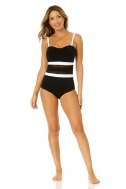 Women's Mesh Around Mesh Strapless One Piece(Womens Mesh Around Mesh Strapless One Piece) -Anne Cole Store 24MO05001 BLK 1356