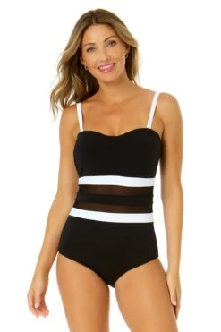 Women's Mesh Around Mesh Strapless One Piece(Womens Mesh Around Mesh Strapless One Piece) -Anne Cole Store 24MO05001 BLK 1356 1