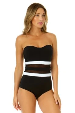 Women's Mesh Around Mesh Strapless One Piece(Womens Mesh Around Mesh Strapless One Piece) -Anne Cole Store 24MO05001 BLK 1388 1