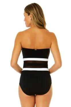Women's Mesh Around Mesh Strapless One Piece(Womens Mesh Around Mesh Strapless One Piece) -Anne Cole Store 24MO05001 BLK 1390 1