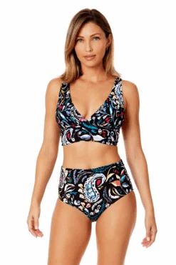 Women's Dance Floor Paisley Soft Band Shirred Bralette Bikini Top(Womens Dance Floor Paisley Soft Band Shirred Bralette Bikini Top) -Anne Cole Store 24MT10448 MULT 24MB30048 MULT 838 1