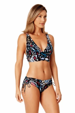 Women's Dance Floor Paisley Soft Band Shirred Bralette Bikini Top(Womens Dance Floor Paisley Soft Band Shirred Bralette Bikini Top) -Anne Cole Store 24MT10448 MULT 24MB30048 MULT 838 10