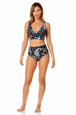 Women's Dance Floor Paisley Soft Band Shirred Bralette Bikini Top(Womens Dance Floor Paisley Soft Band Shirred Bralette Bikini Top) -Anne Cole Store 24MT10448 MULT 24MB30048 MULT 838 7