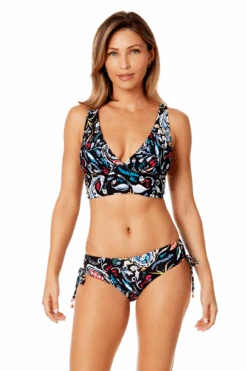 Women's Dance Floor Paisley Soft Band Shirred Bralette Bikini Top(Womens Dance Floor Paisley Soft Band Shirred Bralette Bikini Top)