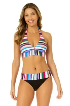 Women's Easy Breezy Stripe Halter Bikini Top(Womens Easy Breezy Stripe Halter Bikini Top) -Anne Cole Store 24MT12264 MULT 24MB30264 MULT 712 1