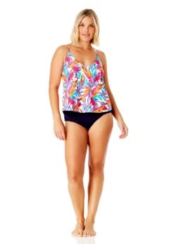 Women's Dance Floor Palm Easy Triangle Tankini Swim Top(Womens Dance Floor Palm Easy Triangle Tankini Swim Top) -Anne Cole Store 24MT22441 WHPR MYMB36001 NAVY L10 084