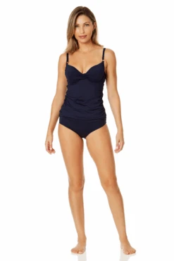 Women's Live In Color Surplice Underwire Tankini Swim Top(Womens Live In Color Surplice Underwire Tankini Swim Top) -Anne Cole Store 24MT25401 NAVY MYMB36001 NAVY 2537 5