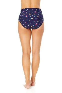 Women's Gradient Floral Fold Over High Waist Shirred Bikini Swim Bottoms(Womens Gradient Floral Fold Over High Waist Shirred Bikini Swim Bottoms) -Anne Cole Store 25MB36024 MULT 1406