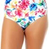 Women's Watercolor Paisley Fold Over High Waist Shirred Bikini Swim Bottoms(Womens Watercolor Paisley Fold Over High Waist Shirred Bikini Swim Bottoms) -Anne Cole Store 25MB36070 MULT 1960 FRONT