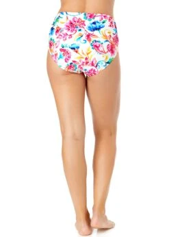 Women's Watercolor Paisley Fold Over High Waist Shirred Bikini Swim Bottoms(Womens Watercolor Paisley Fold Over High Waist Shirred Bikini Swim Bottoms) -Anne Cole Store 25MB36070 MULT 1965