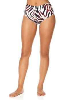 Women's Tiger Dance Fold Over High Waist Shirred Bikini Swim Bottom(Womens Tiger Dance Fold Over High Waist Shirred Bikini Swim Bottom) -Anne Cole Store 25MB36093 MULT0223