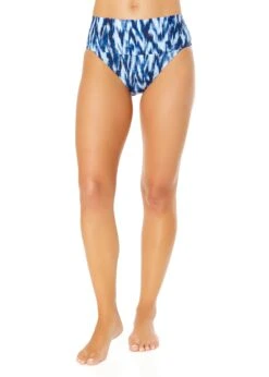 Women's Tie Dye Ikat Soft Band High Waist Swim Bottom(Womens Tie Dye Ikat Soft Band High Waist Swim Bottom) -Anne Cole Store 25MB37468 BLWH 1149