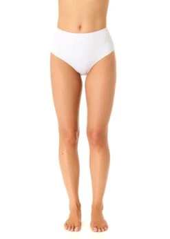 Women's Live In Color Textured High Waist Swim Bottom(Womens Live In Color Textured High Waist Swim Bottom 2) -Anne Cole Store 25MB39101 WHITE 578