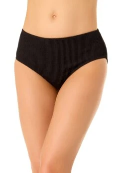 Women's Live In Color Textured Midrise Swim Bottom(Womens Live In Color Textured Midrise Swim Bottom) -Anne Cole Store 25MB39201 BLK 434 FRONT