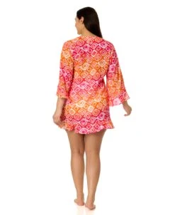 Women's Plus Tie Dye Foulard Flounce V Neck Tunic Swimsuit Cover Up(Womens Plus Tie Dye Foulard Flounce V Neck Tunic Swimsuit Cover Up) -Anne Cole Store 25MC51010 MULTI 0472 81e32d7f d84f 4690 ad40 8858b35efec6