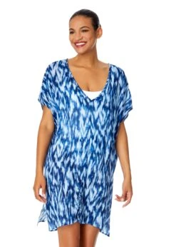 Women's Tie Dye Ikat Easy Tunic Swimsuit Cover Up(Womens Tie Dye Ikat Easy Tunic Swimsuit Cover Up)