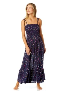 Women's Gradient Floral Smocked Shoulder Tie Dress Cover Up(Womens Gradient Floral Smocked Shoulder Tie Dress Cover Up) 8 Women's Gradient Floral Smocked Shoulder Tie Dress Cover Up(Womens Gradient Floral Smocked Shoulder Tie Dress Cover Up) -Anne Cole Store 25MC55324 MULT 1489