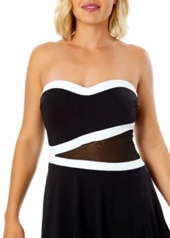 Women's Mesh Around Paneled Strapless Mesh Swim Dress(Womens Mesh Around Paneled Strapless Mesh Swim Dress) -Anne Cole Store 25MD61901 BLK 2307