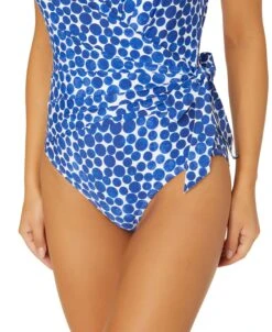 Women's Denim Dot Wrap Tie One Piece Swimsuit(Womens Denim Dot Wrap Tie One Piece Swimsuit) -Anne Cole Store 25MO00312 DEPR 1075