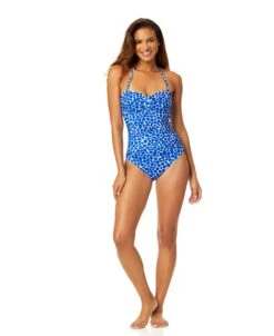 Women's Denim Dot Twist Front Shirred One Piece Swimsuit(Womens Denim Dot Twist Front Shirred One Piece Swimsuit) -Anne Cole Store 25MO00512 DEPR 443 8e9424c7 6de2 4cf1 8c1e be1ba524fa6a