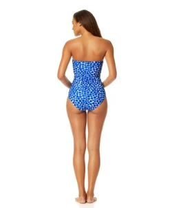 Women's Denim Dot Twist Front Shirred One Piece Swimsuit(Womens Denim Dot Twist Front Shirred One Piece Swimsuit) -Anne Cole Store 25MO00512 DEPR 465 38d006bd 6aa7 4912 b92a 350857b47320