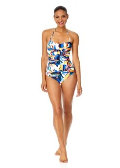 Women's Riviera Floral Twist Front Shirred One Piece Swimsuit(Womens Riviera Floral Twist Front Shirred One Piece Swimsuit) -Anne Cole Store 25MO00515 MULT540