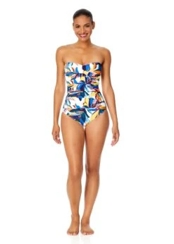 Women's Riviera Floral Twist Front Shirred One Piece Swimsuit(Womens Riviera Floral Twist Front Shirred One Piece Swimsuit) -Anne Cole Store 25MO00515 MULT566