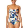 Women's Riviera Floral Twist Front Shirred One Piece Swimsuit(Womens Riviera Floral Twist Front Shirred One Piece Swimsuit) -Anne Cole Store 25MO00515 MULT566 FRONT