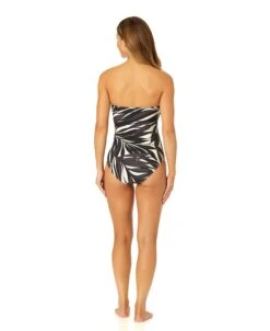 Women's Palm Chic Twist Front Shirred One Piece Swimsuit(Womens Palm Chic Twist Front Shirred One Piece Swimsuit) -Anne Cole Store 25MO00545 BKWH 1274 db2e0a0f 302b 4fc2 bb6a 0d4ff7968aa4