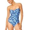 Women's Tie Dye Ikat Twist Front Shirred One Piece Swimsuit(Womens Tie Dye Ikat Twist Front Shirred One Piece Swimsuit)