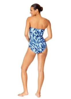 Women's Tie Dye Ikat Twist Front Shirred One Piece Swimsuit(Womens Tie Dye Ikat Twist Front Shirred One Piece Swimsuit) -Anne Cole Store 25MO00568 BLWH 1933