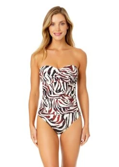Women's Tiger Dance Twist Front Shirred One Piece Swimsuit(Womens Tiger Dance Twist Front Shirred One Piece Swimsuit)