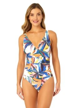 Women's Riviera Floral Soft Band Shirred One Piece Swimsuit(Womens Riviera Floral Soft Band Shirred One Piece Swimsuit)