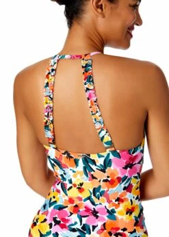 Women's Gradient Floral High Neck With Ruffled Straps One Piece Swimsuit(Womens Gradient Floral High Neck With Ruffled Straps One Piece Swimsuit) -Anne Cole Store 25MO06413 MULT 289