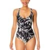Women's Palm Chic V-Wire One Piece Swimsuit(Womens Palm Chic V Wire One Piece Swimsuit) -Anne Cole Store 25MO07045 BKWH 2497 FRONT