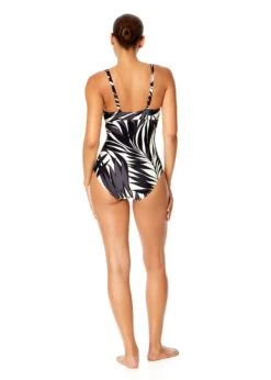 Women's Palm Chic V-Wire One Piece Swimsuit(Womens Palm Chic V Wire One Piece Swimsuit) -Anne Cole Store 25MO07045 BKWH 2502