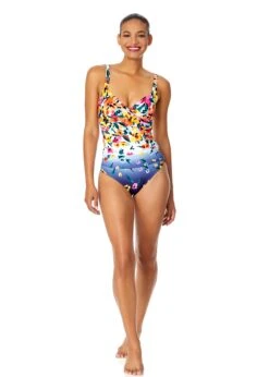 Women's Gradient Floral Underwire Surplice One Piece Swimsuit(Womens Gradient Floral Underwire Surplice One Piece Swimsuit) -Anne Cole Store 25MO07214 MULT 296