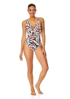 Women's Tiger Dance Plunge Twist One Piece Swimsuit(Womens Tiger Dance Plunge Twist One Piece Swimsuit) 8 Women's Tiger Dance Plunge Twist One Piece Swimsuit(Womens Tiger Dance Plunge Twist One Piece Swimsuit) -Anne Cole Store 25MO08193 MULT 260