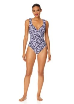 Women's Shibori Geo Underwire Panel One Piece Swimsuit(Womens Shibori Geo Underwire Panel One Piece Swimsuit) -Anne Cole Store 25MO08575 BLPR 1027