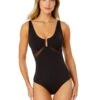 Women's Mesh Around U Ring Mesh Insert One Piece Swimsuit(Womens Mesh Around U Ring Mesh Insert One Piece Swimsuit 1) -Anne Cole Store 25MO08601 BLK 925 FRONT