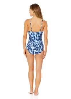 Women's Tie Dye Ikat Hidden Underwire Drape Front One Piece Swimsuit(Womens Tie Dye Ikat Hidden Underwire Drape Front One Piece Swimsuit) -Anne Cole Store 25MO08768 BLWH 1098