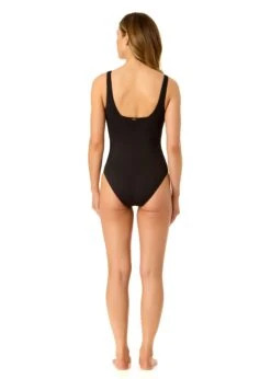 Women's Live In Color Textured Classic Square Neck One Piece Swimsuit(Womens Live In Color Textured Classic Square Neck One Piece Swimsuit) -Anne Cole Store 25MO10001 BLK 062