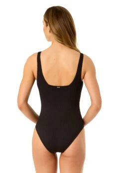 Women's Live In Color Textured Classic Square Neck One Piece Swimsuit(Womens Live In Color Textured Classic Square Neck One Piece Swimsuit) -Anne Cole Store 25MO10001 BLK 068 BACK
